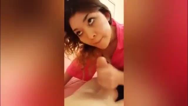 Tiny teen asian sucking for cum
